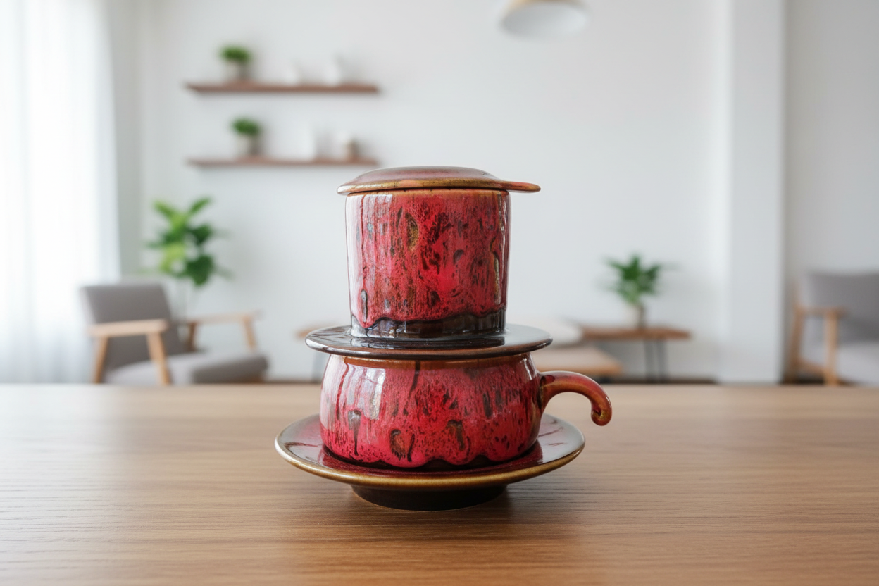 PHIN陶器製コーヒーフィルター ロイヤルクリムゾンレッド