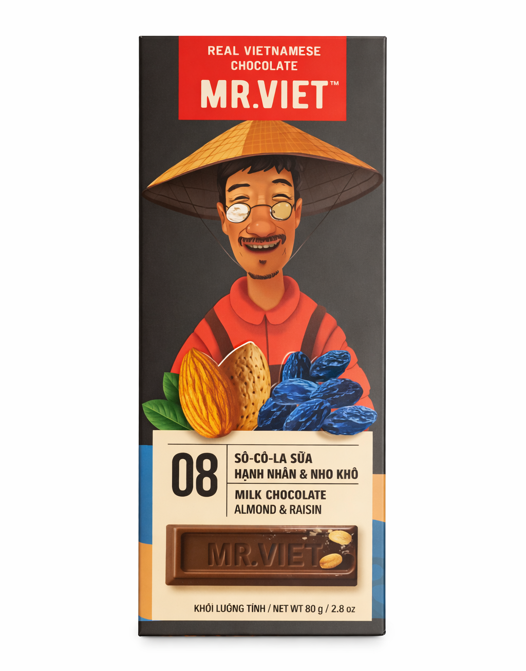 Mr.Viet MILK CHOCOLATE ALMOND & RAISIN(80g)