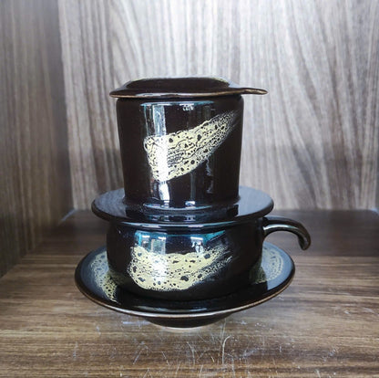 PHIN陶器製コーヒーフィルター 墨黒金彩